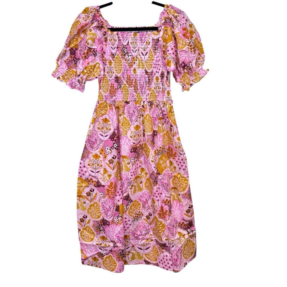NEW Jessie Zhao Mountain Imagination Smocked Midi Dress Size Small - Picture 4 of 8